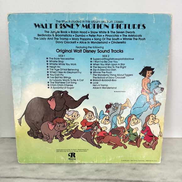Vintage Ronco Records The Greatest Hits Of Walt Disney 1976 Vinyl Record 24 Song - Picture 2 of 7